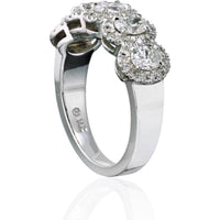 14K White Gold Eternity Band with Oval-Cut Halo Diamonds - 1.02 Carats Total Diamond Weight
