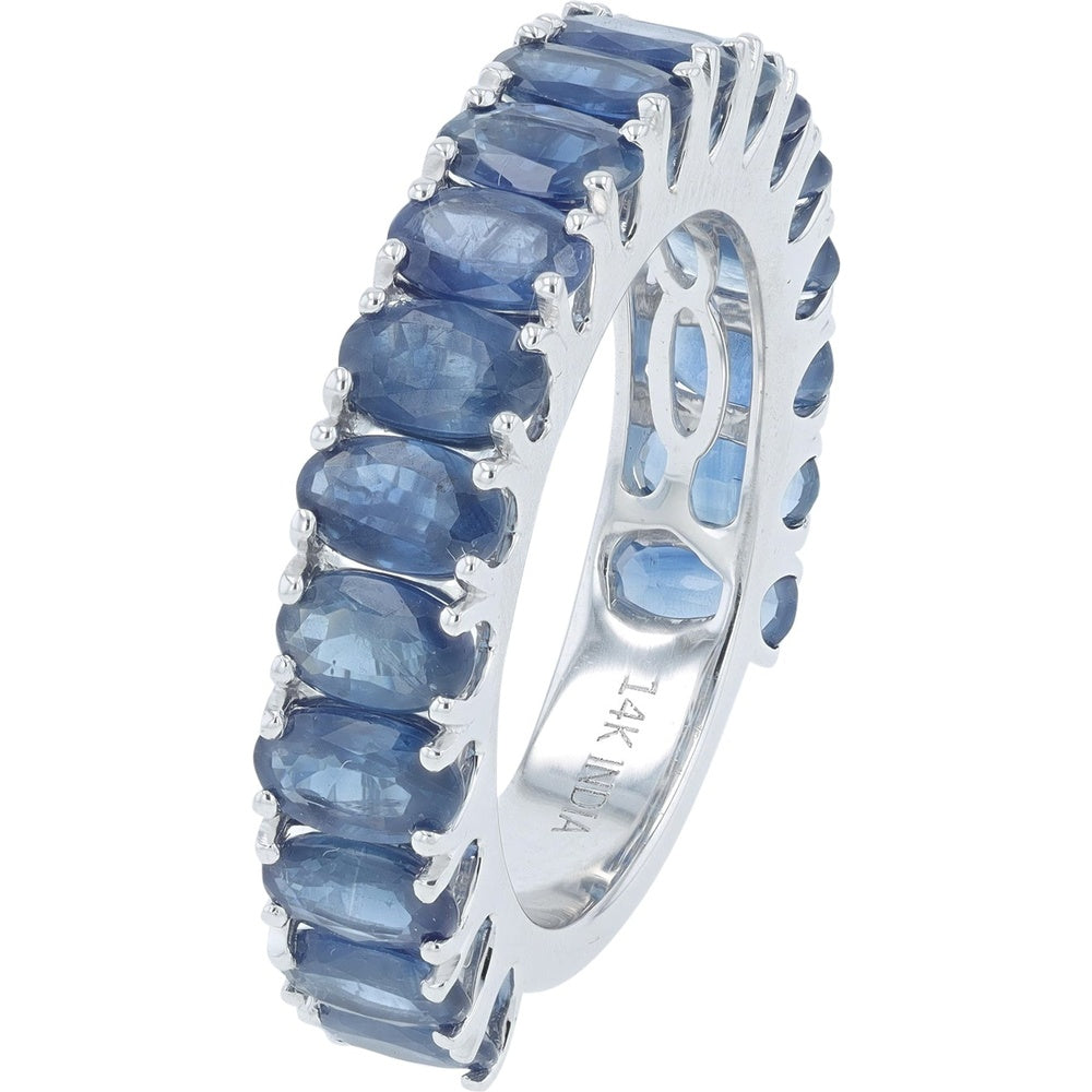14K White Gold Eternity Band with Oval-Cut Sapphires - 5.76 Carat Total Gem Weight