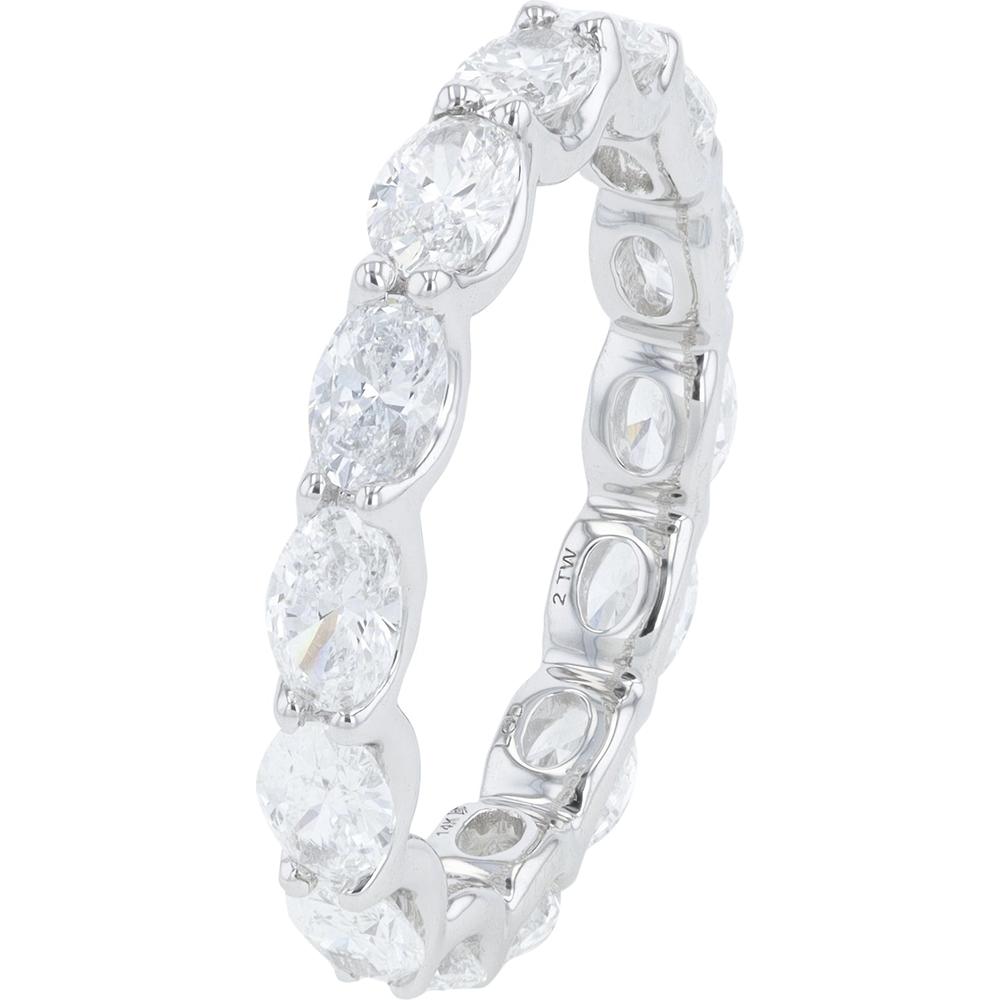 14K White Gold Eternity Band with Oval Lab-Grown Diamonds - 2.00 Carat Total Diamond Weight