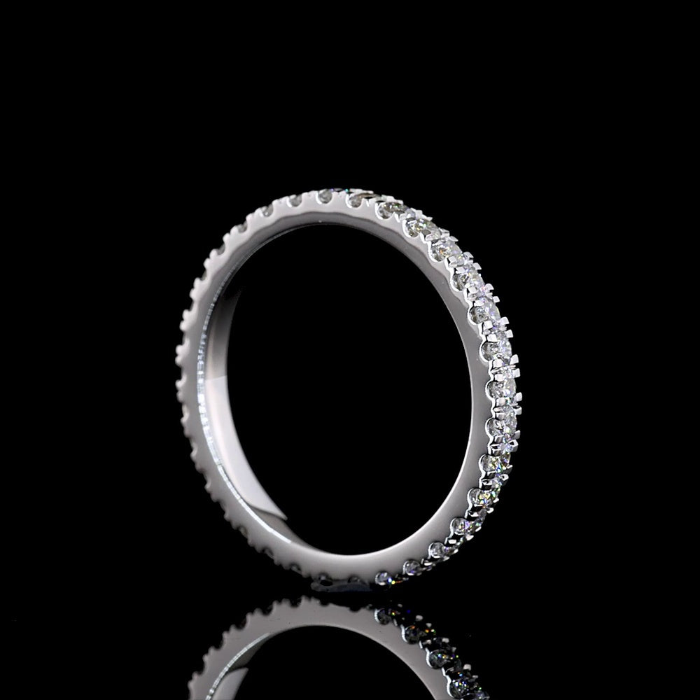 14K White Gold Eternity Band with Pavé Micro Set Round Lab Diamonds - 0.65 Carat Total Weight, E-F Color VS1 Clarity - Covaloro Fine Jewelry