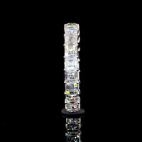 14K White Gold Eternity Band with Prong Set Antique Asscher Cut Lab Diamonds - 3.36 Carat Total Weight, E-F Color, VVS2 Clarity - Covaloro Fine Jewelry