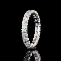 14K White Gold Eternity Band with Prong Set Antique Asscher Cut Lab Diamonds - 3.36 Carat Total Weight, E-F Color, VVS2 Clarity - Covaloro Fine Jewelry