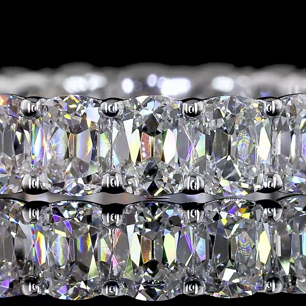 14K White Gold Eternity Band with Prong Set Antique Cushion Cut Lab Diamonds - 2.61 Carats Total Diamond Weight - Covaloro Fine Jewelry
