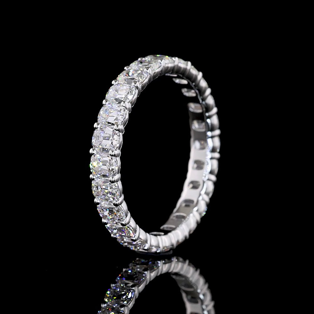 14K White Gold Eternity Band with Prong Set Antique Cushion Cut Lab Diamonds - 2.61 Carats Total Diamond Weight - Covaloro Fine Jewelry