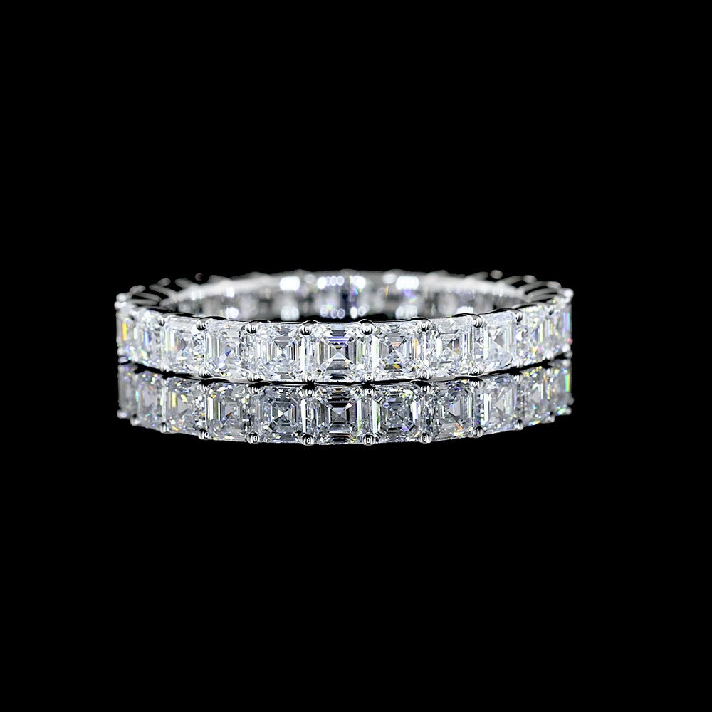 14K White Gold Eternity Band with Prong Set Asscher Cut Lab Diamonds - 1.99 Carats Total Diamond Weight - Covaloro Fine Jewelry