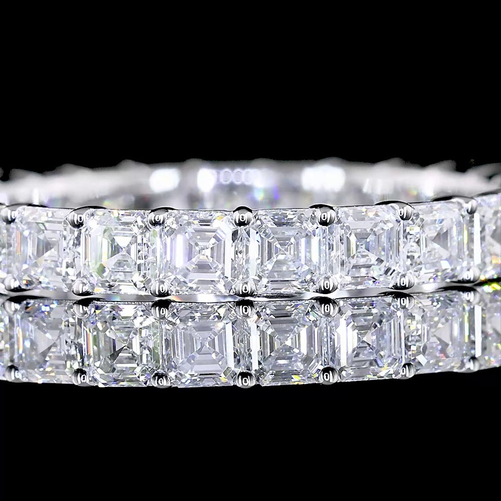 14K White Gold Eternity Band with Prong Set Asscher Cut Lab Diamonds - 1.99 Carats Total Diamond Weight - Covaloro Fine Jewelry