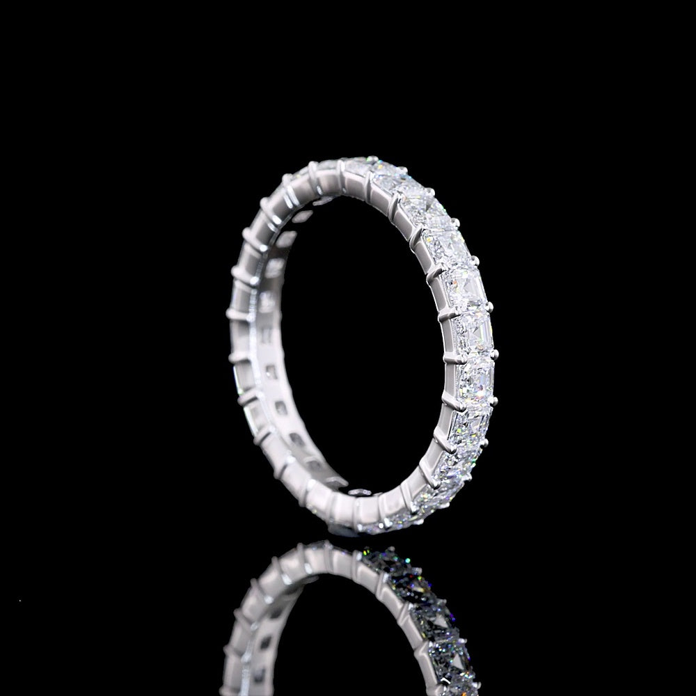 14K White Gold Eternity Band with Prong Set Asscher Cut Lab Diamonds - 1.99 Carats Total Diamond Weight - Covaloro Fine Jewelry