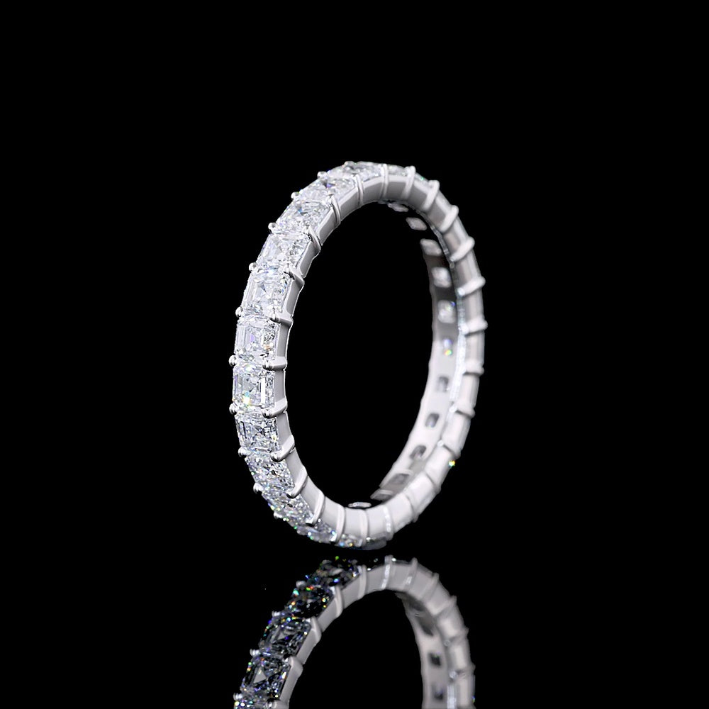 14K White Gold Eternity Band with Prong Set Asscher Cut Lab Diamonds - 1.99 Carats Total Diamond Weight - Covaloro Fine Jewelry