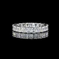 14K White Gold Eternity Band with Prong-Set Asscher Cut Lab Diamonds - 2.85 Carat Total Weight, 21 Stones, E-F Color VS1 Clarity - Covaloro Fine Jewelry