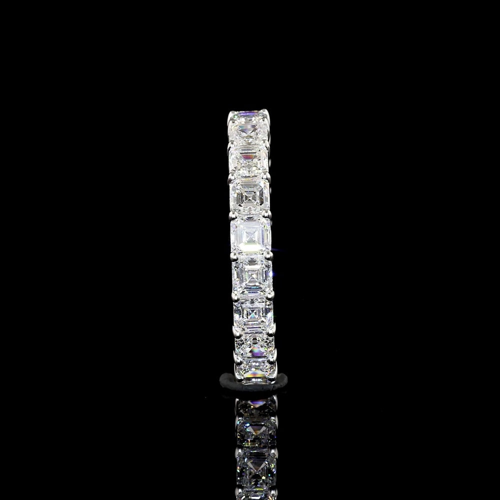 14K White Gold Eternity Band with Prong-Set Asscher Cut Lab Diamonds - 2.85 Carat Total Weight, 21 Stones, E-F Color VS1 Clarity - Covaloro Fine Jewelry