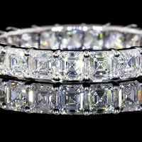 14K White Gold Eternity Band with Prong-Set Asscher Cut Lab Diamonds - 2.85 Carat Total Weight, 21 Stones, E-F Color VS1 Clarity - Covaloro Fine Jewelry