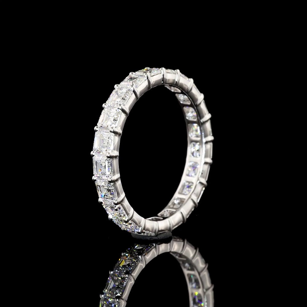 14K White Gold Eternity Band with Prong-Set Asscher Cut Lab Diamonds - 2.85 Carat Total Weight, 21 Stones, E-F Color VS1 Clarity - Covaloro Fine Jewelry
