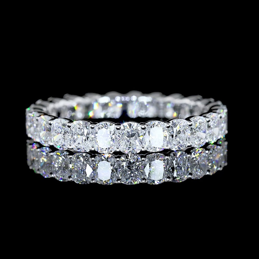 14K White Gold Eternity Band with Prong-Set Cushion Brilliant Cut Lab Diamonds - 2.20 Carat Total Weight, E-F Color, VS Clarity - Covaloro Fine Jewelry