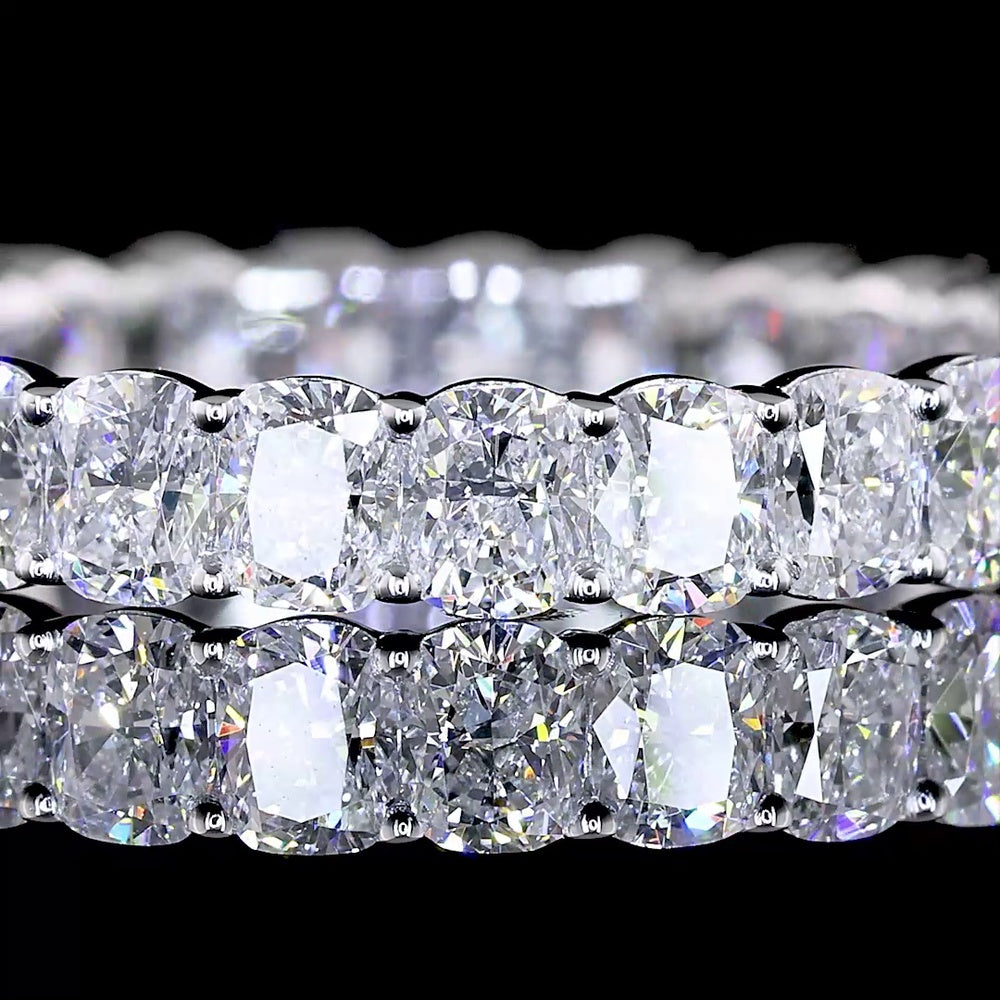 14K White Gold Eternity Band with Prong-Set Cushion Brilliant Cut Lab Diamonds - 2.20 Carat Total Weight, E-F Color, VS Clarity - Covaloro Fine Jewelry
