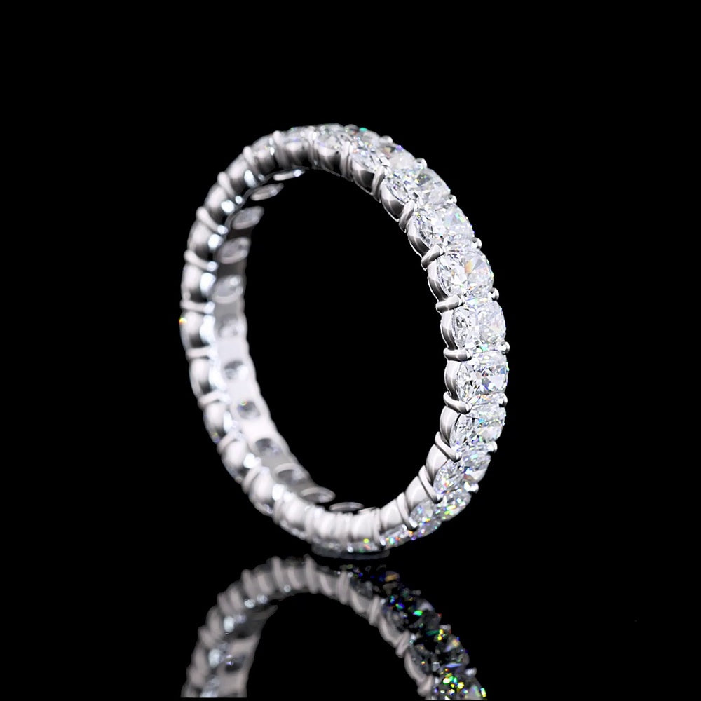 14K White Gold Eternity Band with Prong-Set Cushion Brilliant Cut Lab Diamonds - 2.20 Carat Total Weight, E-F Color, VS Clarity - Covaloro Fine Jewelry