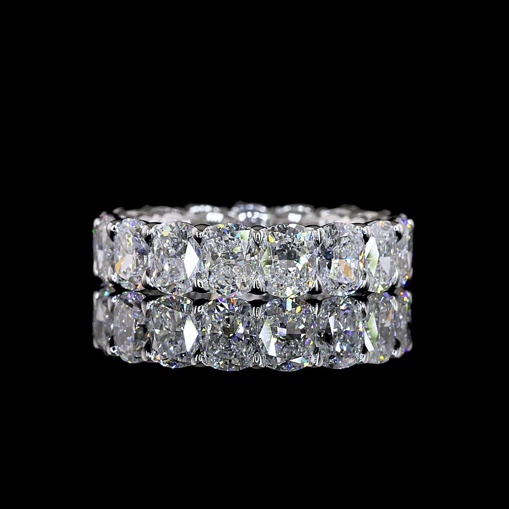 14K White Gold Eternity Band with Prong Set Cushion Brilliant Cut Lab Diamonds - 5.36 Carat Total Weight - Covaloro Fine Jewelry