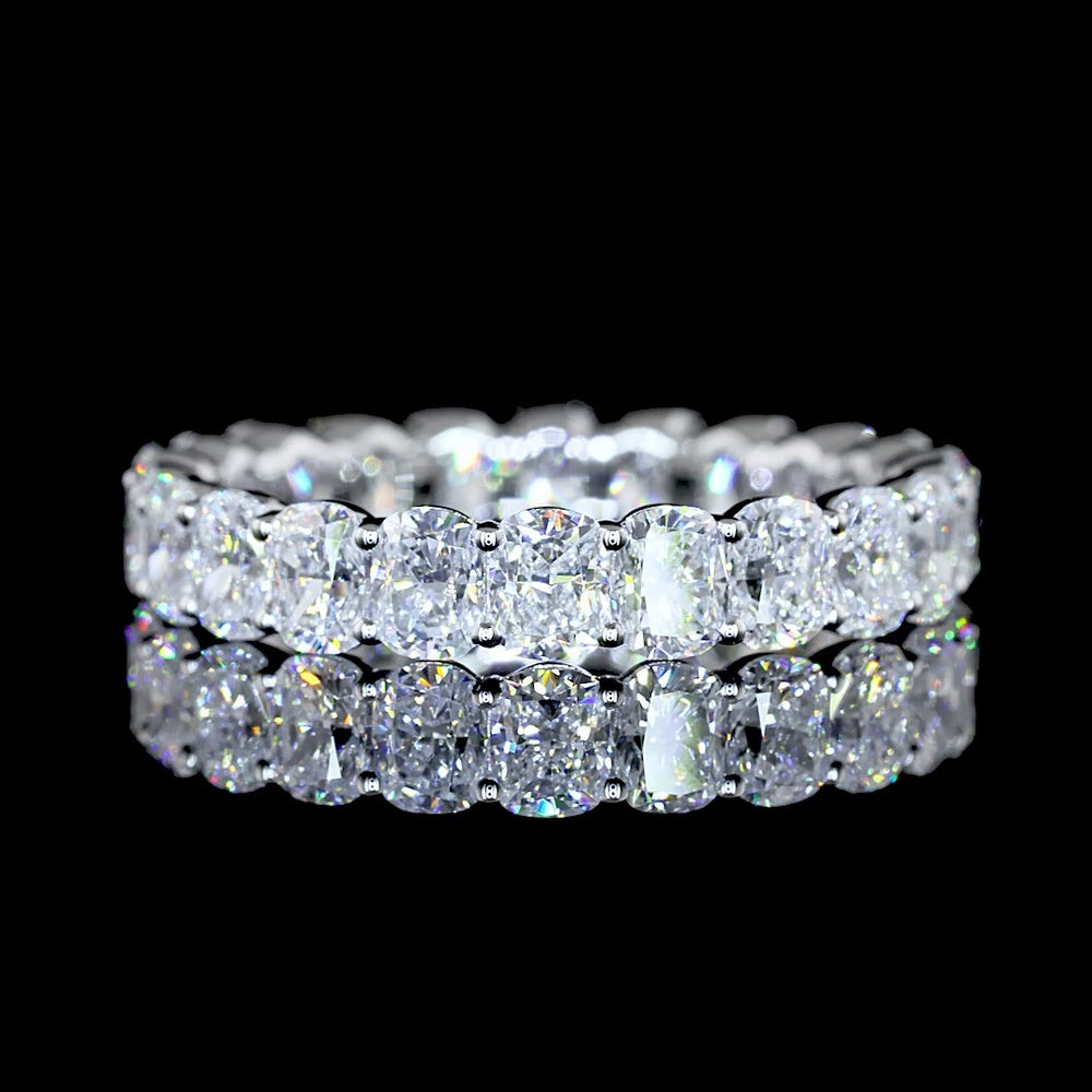 14K White Gold Eternity Band with Prong-Set Cushion Brilliant Lab Diamonds - 3.27 Carat Total Weight - Covaloro Fine Jewelry
