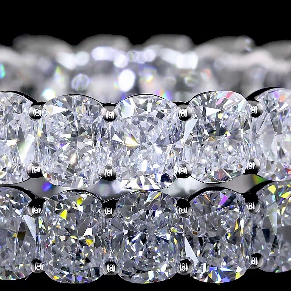 14K White Gold Eternity Band with Prong-Set Cushion Brilliant Lab Diamonds - 3.27 Carat Total Weight - Covaloro Fine Jewelry