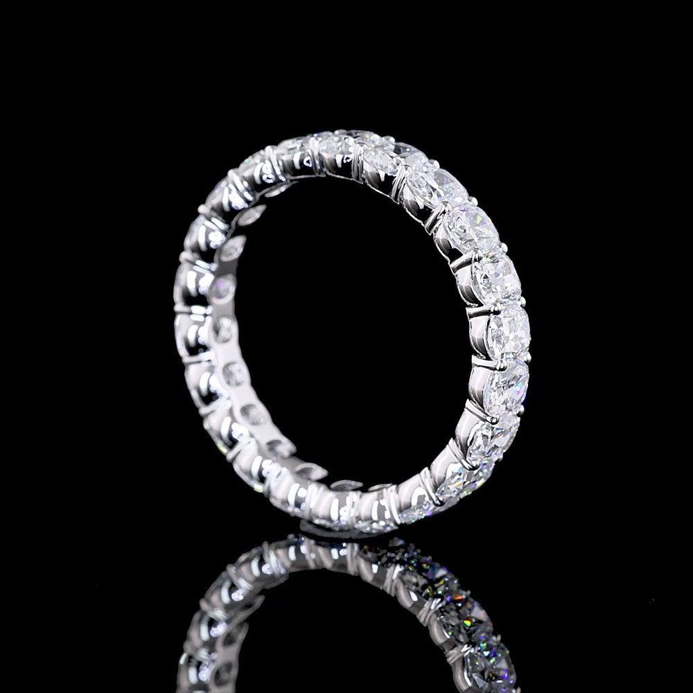 14K White Gold Eternity Band with Prong-Set Cushion Brilliant Lab Diamonds - 3.27 Carat Total Weight - Covaloro Fine Jewelry