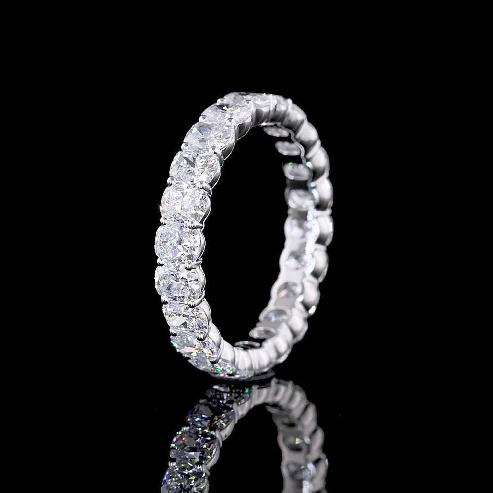 14K White Gold Eternity Band with Prong-Set Cushion Brilliant Lab Diamonds - 3.27 Carat Total Weight - Covaloro Fine Jewelry