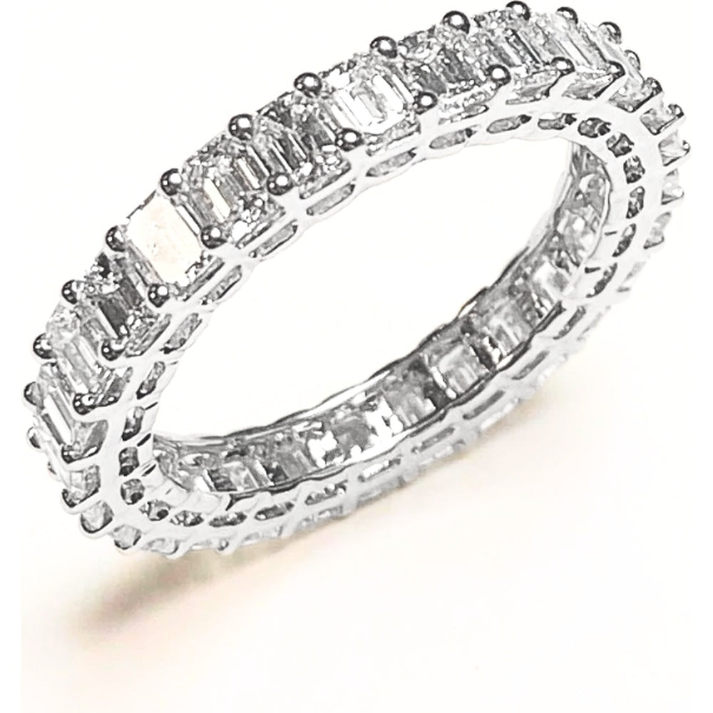 14K White Gold Eternity Band with Prong-Set Emerald Cut Diamonds - 3.30 Carat Total Diamond Weight by Auriventus
