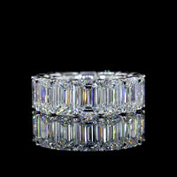 14K White Gold Eternity Band with Prong Set Emerald Cut Lab Diamonds - 14.38 Carat Total Weight, E-F Color, VVS2 Clarity - Covaloro Fine Jewelry