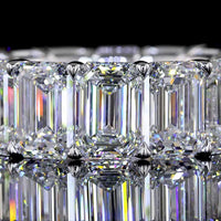 14K White Gold Eternity Band with Prong Set Emerald Cut Lab Diamonds - 14.38 Carat Total Weight, E-F Color, VVS2 Clarity - Covaloro Fine Jewelry