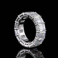 14K White Gold Eternity Band with Prong Set Emerald Cut Lab Diamonds - 14.38 Carat Total Weight, E-F Color, VVS2 Clarity - Covaloro Fine Jewelry