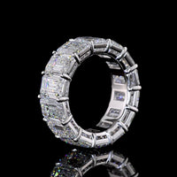 14K White Gold Eternity Band with Prong Set Emerald Cut Lab Diamonds - 14.38 Carat Total Weight, E-F Color, VVS2 Clarity - Covaloro Fine Jewelry