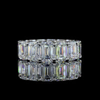 14K White Gold Eternity Band with Prong Set Emerald Cut Lab Diamonds - 15.37 Carat Total Diamond Weight - Covaloro Fine Jewelry