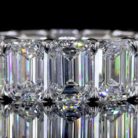 14K White Gold Eternity Band with Prong Set Emerald Cut Lab Diamonds - 15.37 Carat Total Diamond Weight - Covaloro Fine Jewelry