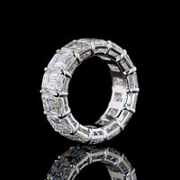 14K White Gold Eternity Band with Prong Set Emerald Cut Lab Diamonds - 15.37 Carat Total Diamond Weight - Covaloro Fine Jewelry
