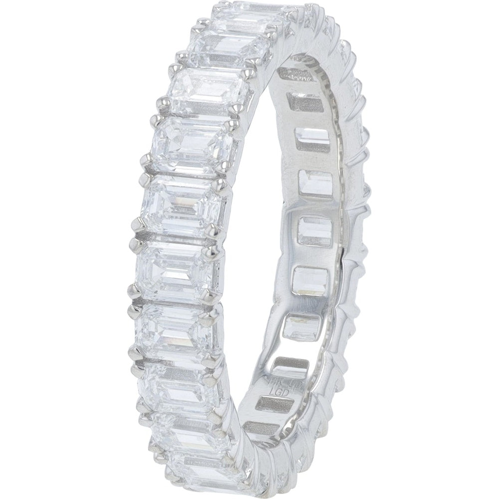 14K White Gold Eternity Band with Prong-Set Emerald Cut Lab Grown Diamonds - 3.12 Carat Total Diamond Weight