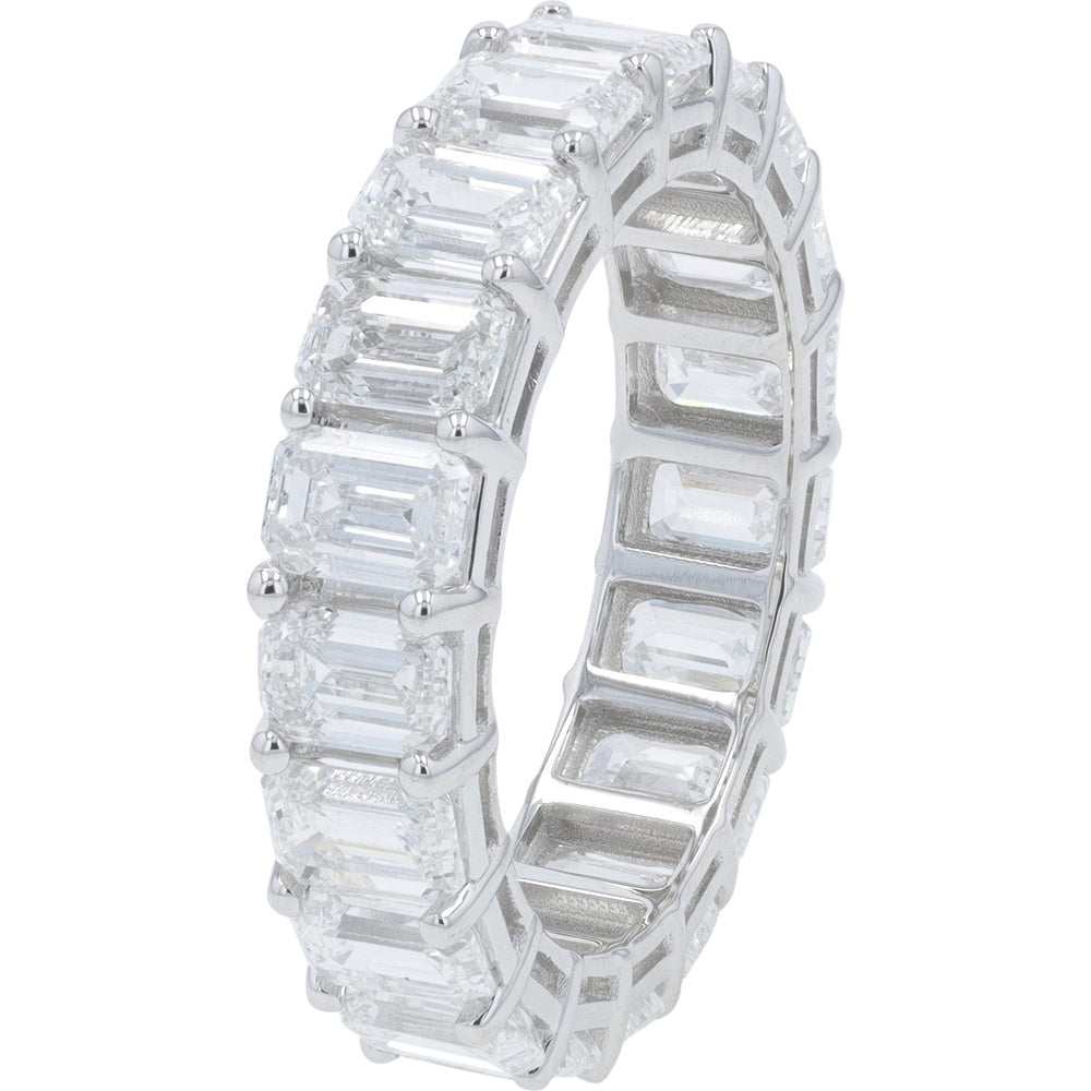 14K White Gold Eternity Band with Prong-Set Emerald Cut Lab Grown Diamonds - 5.00 Carat Total Diamond Weight