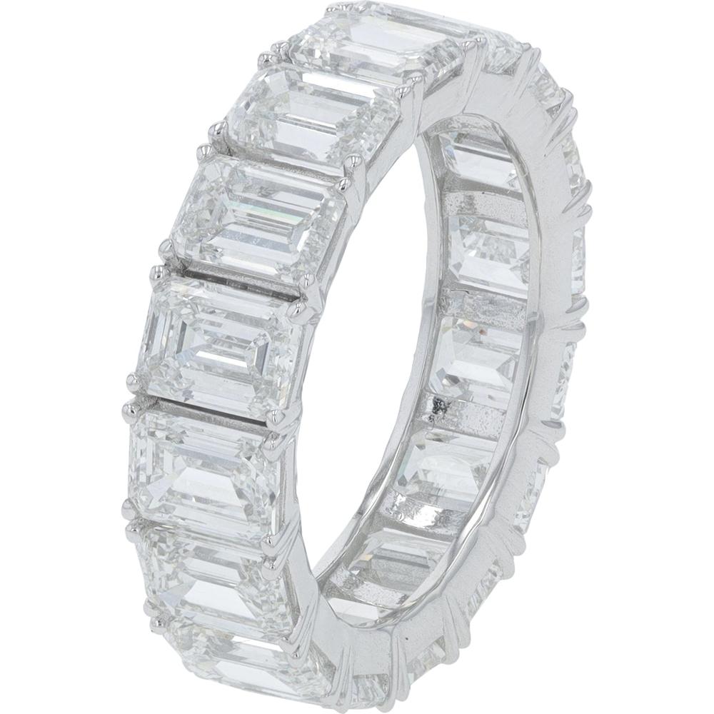 14K White Gold Eternity Band with Prong - Set Emerald Cut Lab Grown Diamonds - 8.50 Carat Total Diamond Weight