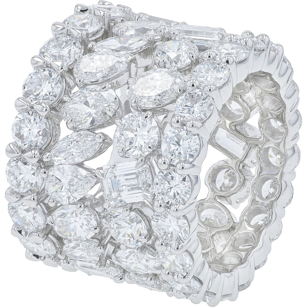 14K White Gold Eternity Band with Prong-Set Lab Grown Round Diamonds - 15.75 Carat Total Diamond Weight