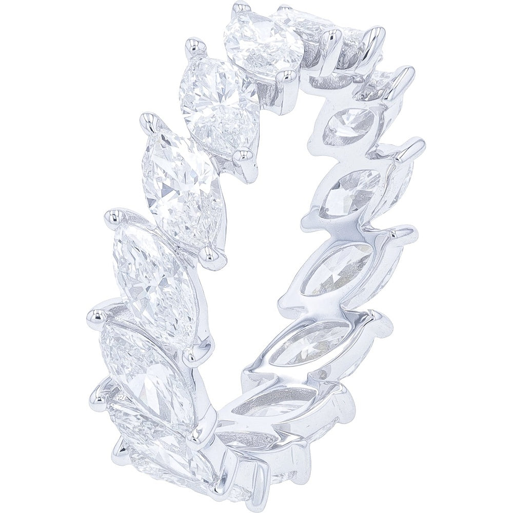 14K White Gold Eternity Band with Prong-Set Marquise Cut Lab Grown Diamonds - 3.75 Carat Total Diamond Weight