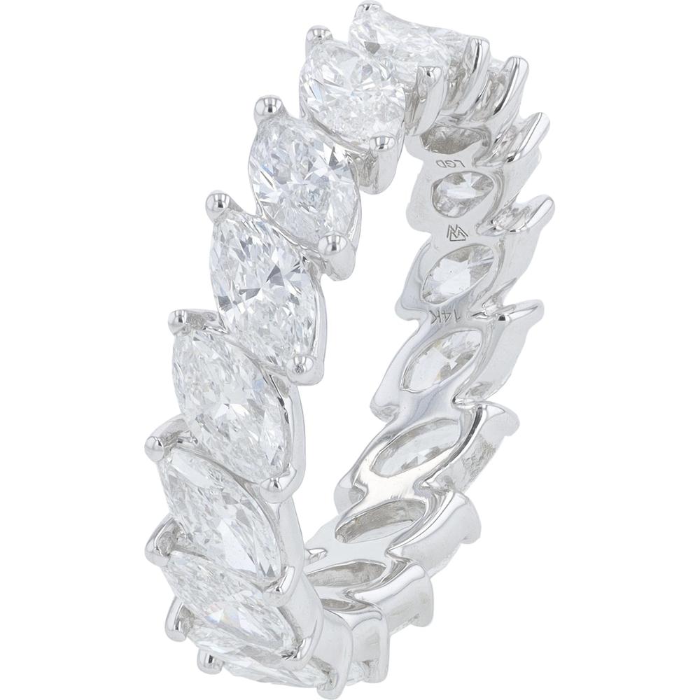 14K White Gold Eternity Band with Prong Set Marquise Lab Grown Diamonds - 3.00 Carat Total Diamond Weight