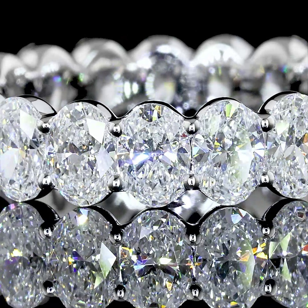 14K White Gold Eternity Band with Prong Set Oval Cut Lab Diamonds - 2.90 Total Carat Weight - Covaloro Fine Jewelry