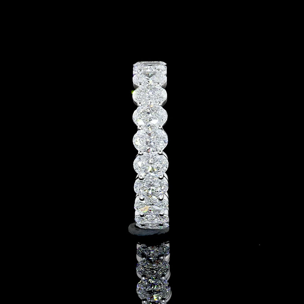 14K White Gold Eternity Band with Prong Set Oval Cut Lab Diamonds - 2.90 Total Carat Weight - Covaloro Fine Jewelry