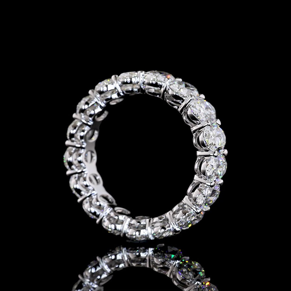 14K White Gold Eternity Band with Prong Set Oval Cut Lab Diamonds - 6.18 Carat Total Weight, E-F Color VS1 Clarity - Covaloro Fine Jewelry