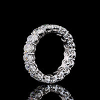 14K White Gold Eternity Band with Prong Set Oval Cut Lab Diamonds - 6.18 Carat Total Weight, E-F Color VS1 Clarity - Covaloro Fine Jewelry