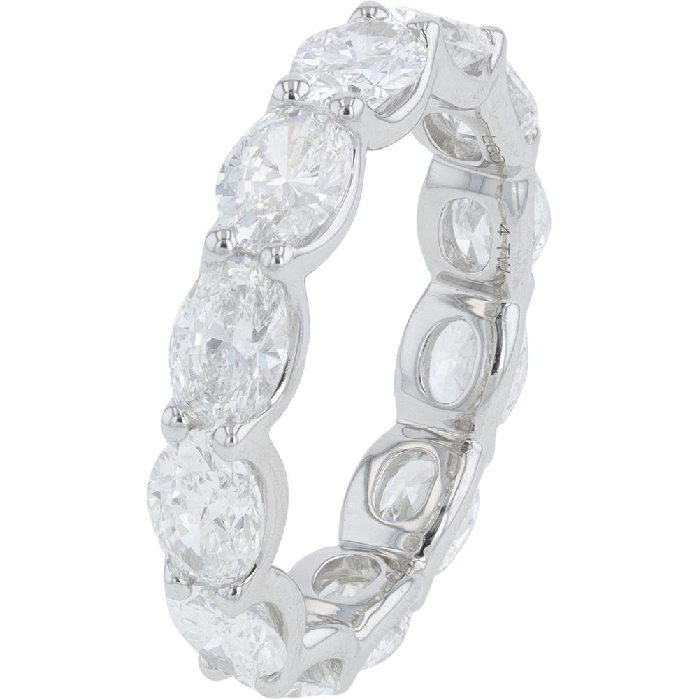 14K White Gold Eternity Band with Prong Set Oval Lab Grown Diamonds - 4.00 Carat Total Diamond Weight