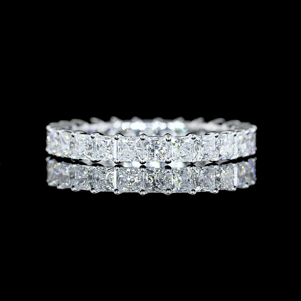 14K White Gold Eternity Band with Prong Set Princess Cut Lab Diamonds - 1.91 Carats Total Diamond Weight - Covaloro Fine Jewelry
