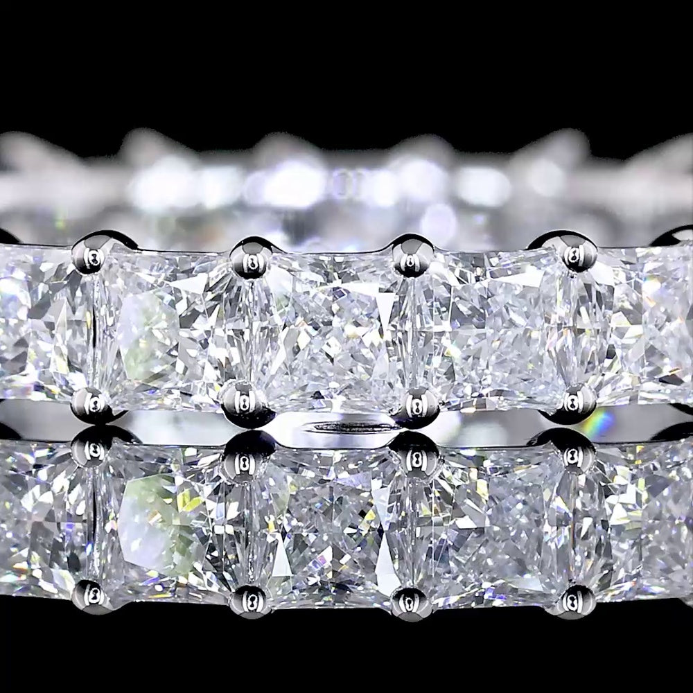 14K White Gold Eternity Band with Prong Set Princess Cut Lab Diamonds - 1.91 Carats Total Diamond Weight - Covaloro Fine Jewelry