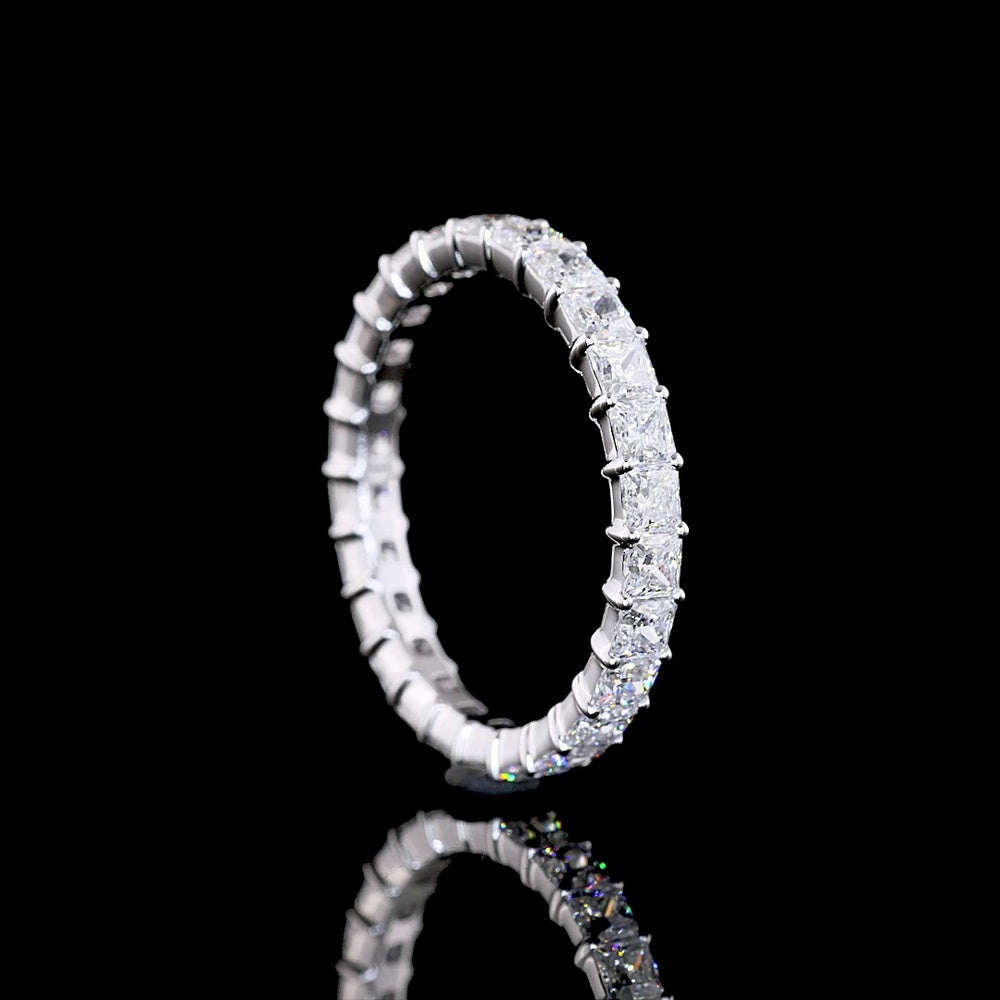 14K White Gold Eternity Band with Prong Set Princess Cut Lab Diamonds - 1.91 Carats Total Diamond Weight - Covaloro Fine Jewelry