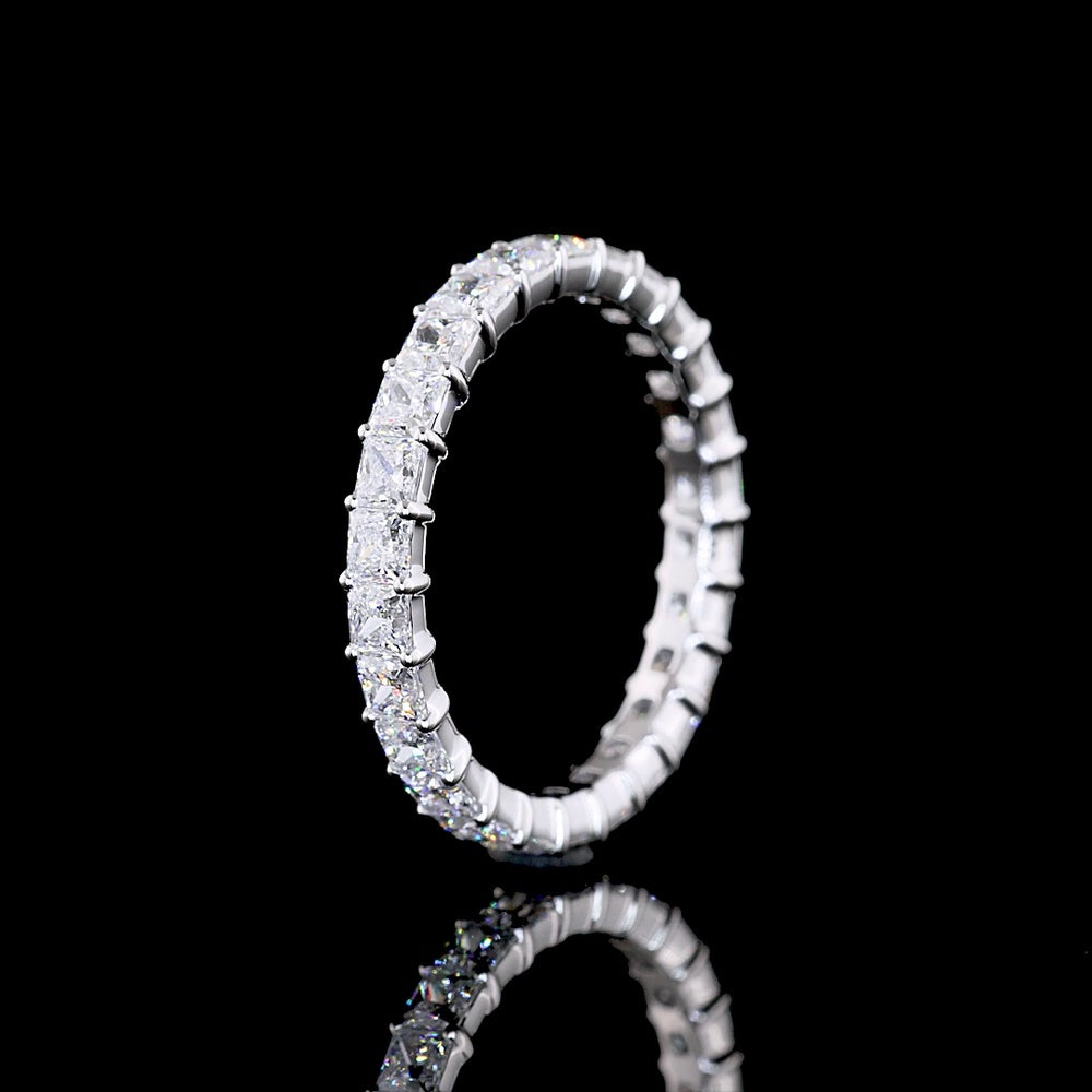 14K White Gold Eternity Band with Prong Set Princess Cut Lab Diamonds - 1.91 Carats Total Diamond Weight - Covaloro Fine Jewelry