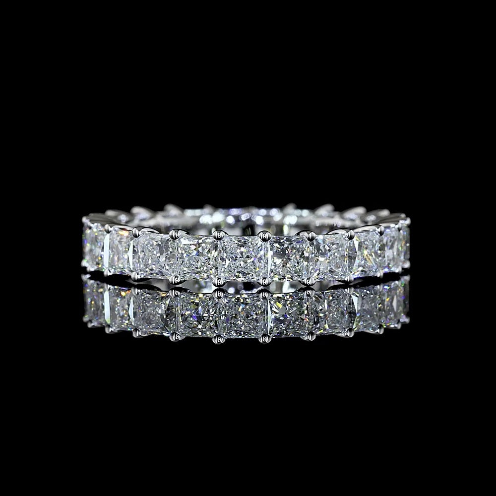 14K White Gold Eternity Band with Prong-Set Princess Cut Lab Diamonds - 3.61 Carat Total Weight - Covaloro Fine Jewelry