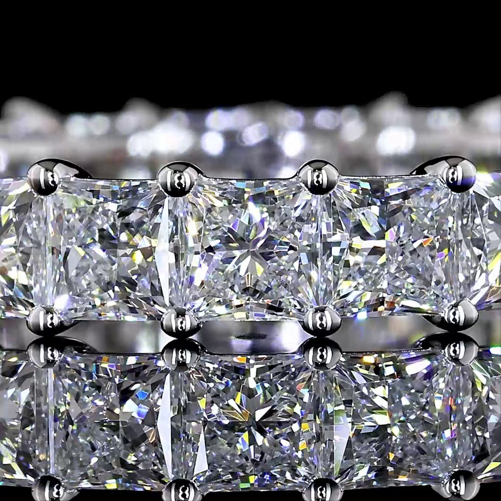 14K White Gold Eternity Band with Prong-Set Princess Cut Lab Diamonds - 3.61 Carat Total Weight - Covaloro Fine Jewelry