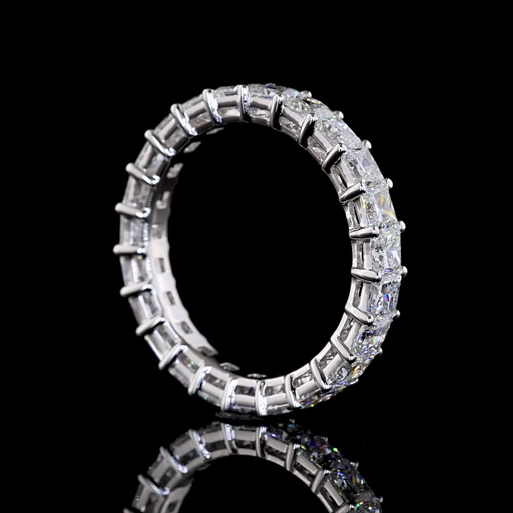 14K White Gold Eternity Band with Prong-Set Princess Cut Lab Diamonds - 3.61 Carat Total Weight - Covaloro Fine Jewelry
